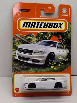 Matchbox 2018 Dodge Charger White Black Wheels Detailed #81