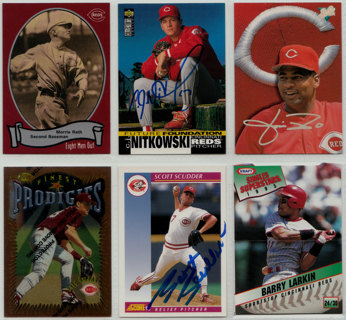 2 Cincinnati Reds autographs + 4 bonus cards