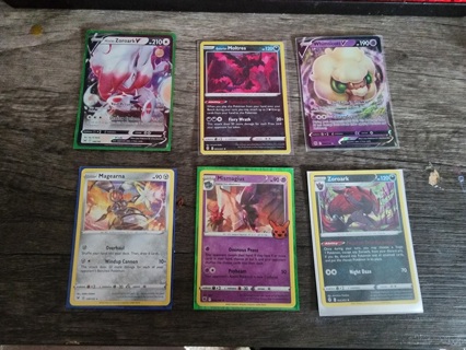 Set of 6 Holo pokemon cards (2 V, 4 regular rares)