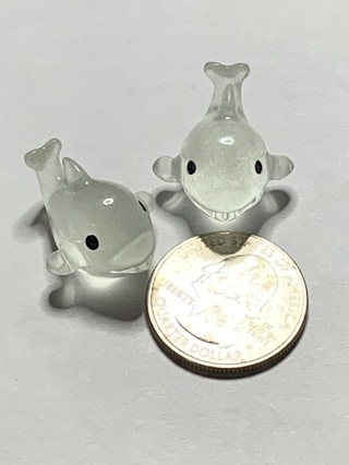 DOLPHINS~#3~WHITE~SET OF 2~ SET 2~GLOW IN THE DARK~FREE SHIPPING!