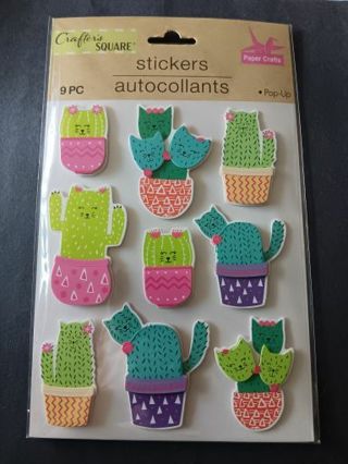Crafter's Square Pop-Up Cactus Cat Stickers