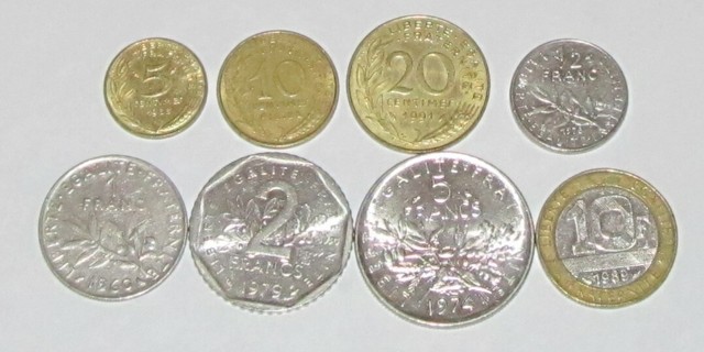 Set of 8 French Coins