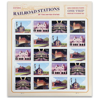 40 Brand New Limited Edition Historic Railroad Stations Forever Stamps