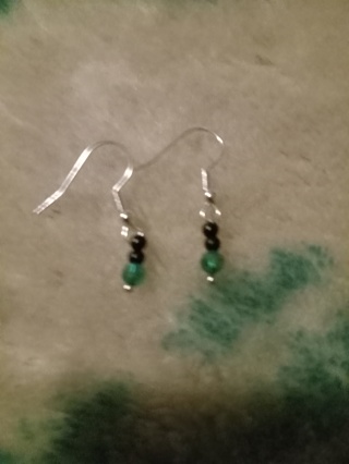Green Crystal Silver Hook Earrings 