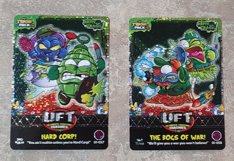 Lot of 2 - RARE Hologram Series 1 2011 The Trash Pack Game Cards UFT Ultimate Fighting Trashies