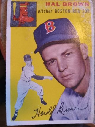 RARE FIND-TOUGH YEAR TO GET 1954 TOPPS HAL BROWN BOSTON RED SOX BASEBALL CARD# 172