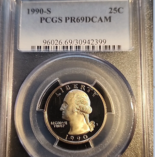 PCGS 1990-S Washington Quarter PR69 DCAM