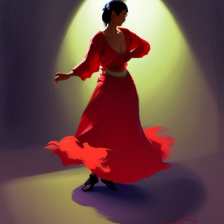 Listia Digital Collectible: Flamenco dancer in long red evening gown dress