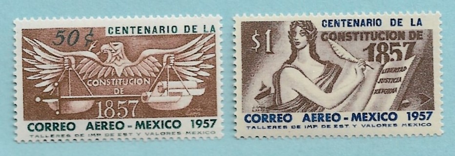 1957 Mexico Sc239-40 Centenary of 1857 Constitution MNH C/S of 2
