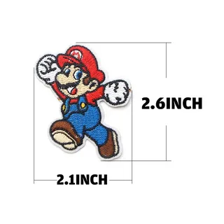 IRON ON EMBROIDERED BADGE MARIO BROS VIDEO GAME PATCH APPLIQUE FABRIC ADHESIVE FREE 