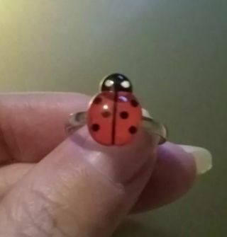 Lady Bug Adjustable ring stainless steel