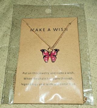 BNIP Pink/Black Butterfly Necklace w/ GIN Bonus