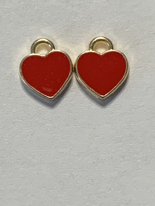 ♥♥MINI HEART CHARMS~#2~RED~FREE SHIPPING♥♥