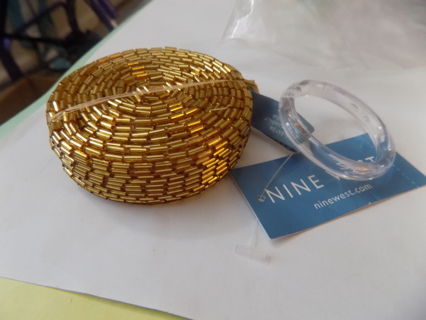 NWT Nine West 60 x 1 inch trim covered in gold glass tube beads