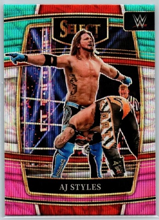 2023 WWE Select - AJ Styles Tri-Color Wave Prizm Parallel #13