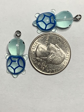 TURTLE CHARMS~#4~BLUE~GLOW IN THE DARK~FREE SHIPPING!