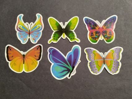 6 Vinyl Stickers Butterfly