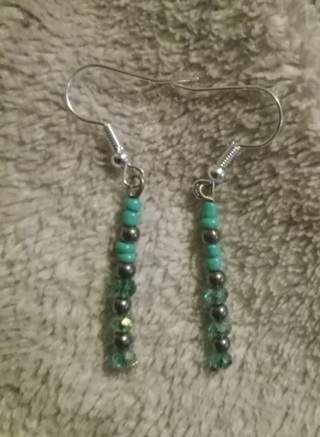 Turquoise crystal bead hook Earrings new!