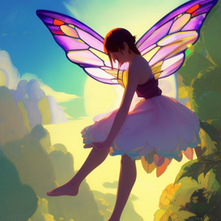 Listia Digital Collectible: Pink Fairy with stained glass wings