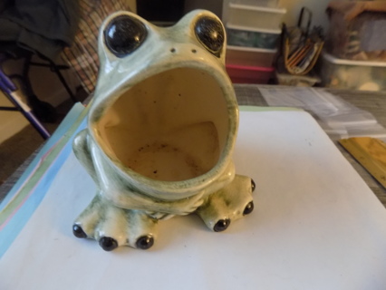 Green ceramic frog pot scrubber holder