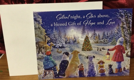 Dogs and Kids Christmas Scene Card