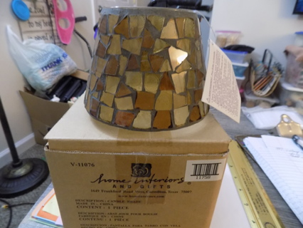 Vintage yet NIB Home Interiors Stained Glass mosaic candle lamp shade NWT 4 inch