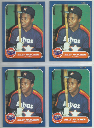 Lot of (4) 1986 Fleer Update Billy Hatcher #U-49 Astros