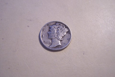 Silver 1943 Winged Liberty Mercury Dime