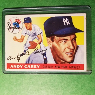 1955 TOPPS BASEBALL CARD - NO. 20 - ANDY CAREY - YANKEES - EXMT- NRMT. 