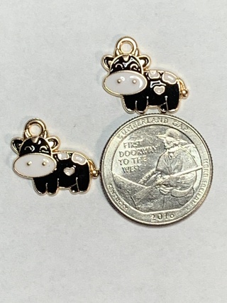 COW CHARMS~#3~BLACK WITH WHITE~SET OF 2 CHARMS~FREE SHIPPING!