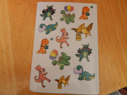 Sheet of  Colorful  DINOSAURS having fun stickers
