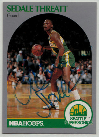 1990-91 NBA Hoops #284 - Sedale Threatt autograph card (mid)