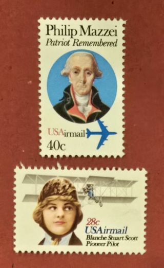 Lot of 2 Mint Hinge Damage US Airmail US Postage Stamps