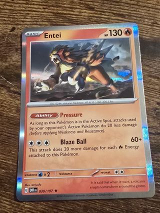 Pokemon Entei holo rare card 030/197