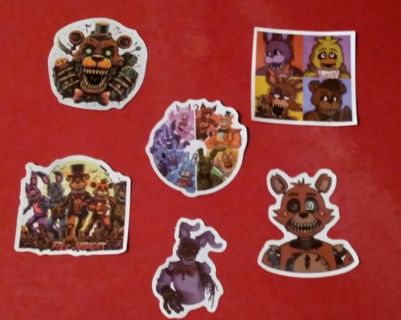 6- "FIVE NIGHT'S AT FREDDY'S" STICKERS