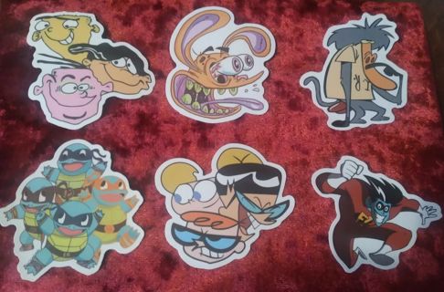 6 - "90's CARTOON PACK #2" STICKERS 1 Free Sticker with win