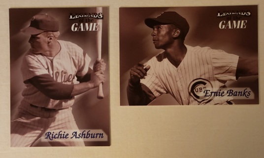 2 different 1998 Fleer Sport Illustrated Legends of the Game - #2 Richie Ashburn & #3 Ernie Banks