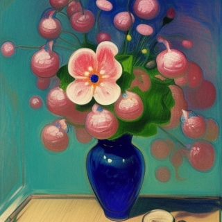 Listia Digital Collectible: Pink Flowers in a Blue Vase