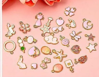 10pc Mixed Pink Enamel Charms Style 2 Lot 1 (PLEASE READ DESCRIPTION)