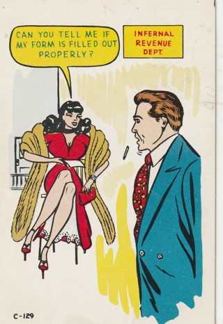 Vintage Unused Postcard: Comic: (g1): Infernal Revenue Dept