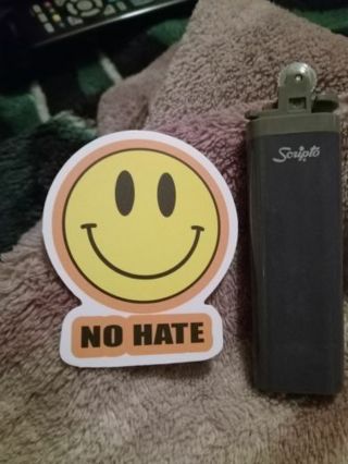 No hate smiley face sticker