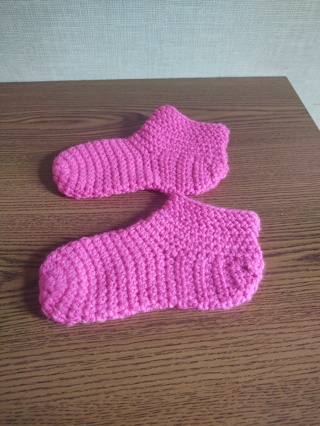 Hand Crocheted Pink Children's Slipper Socks