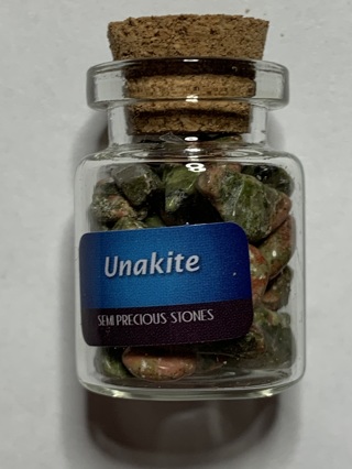 UNAKITE~BOTTLE OF SEMI-PRECIOUS STONE CHIPS~FREE SHIPPING!