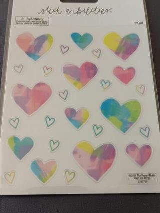 Sheet of Beautifully Colored Hearts