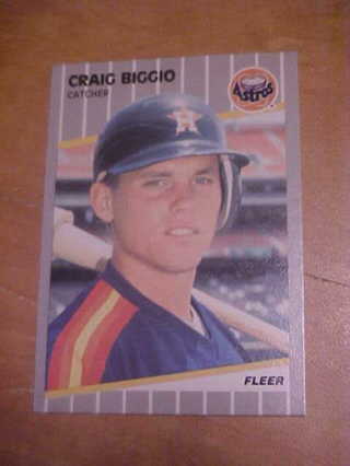 1989 Fleer Craig Biggio Rookie Baseball Card #353, Houston Astros