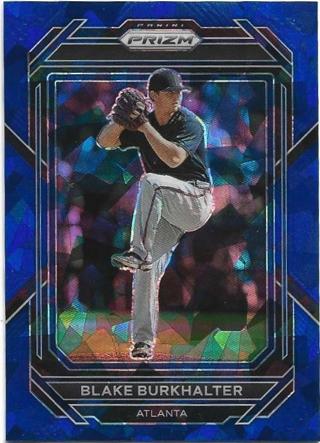 2023 PRIZM BLAKE BURKHALTER BLUE CRACKED ICE PRIZM REFRACTOR ROOKIE CARD