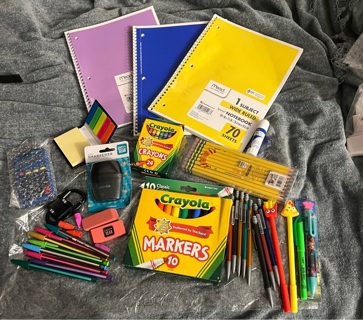 School/Ofc Lot: Glue,Calculator,Multi Color Pen,Paint,Markers,Highlighter,Tape, Post-It Notes...