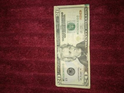 Rare hard to find fancy serial number $20.00 note free shipping collectors welcome circulated