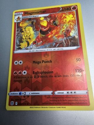 Pokemon Magmortar reverse holo rare card 020/172