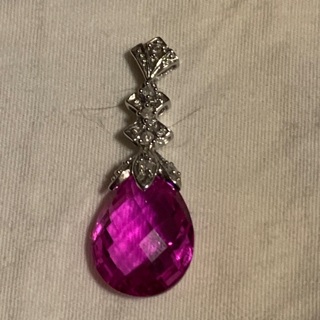 Stunning 10k Diamond and Pink Topaz Pendant 